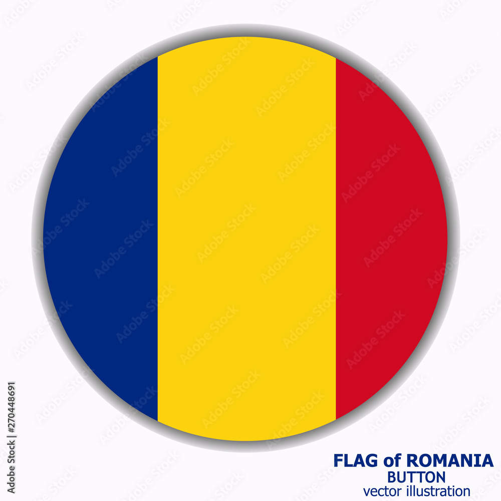 Bright button with flag of Romania. Happy Romania day button. Bright illustration with flag . Bright button with flag of Romania. Happy Romania day button. Bright illustration with flag .