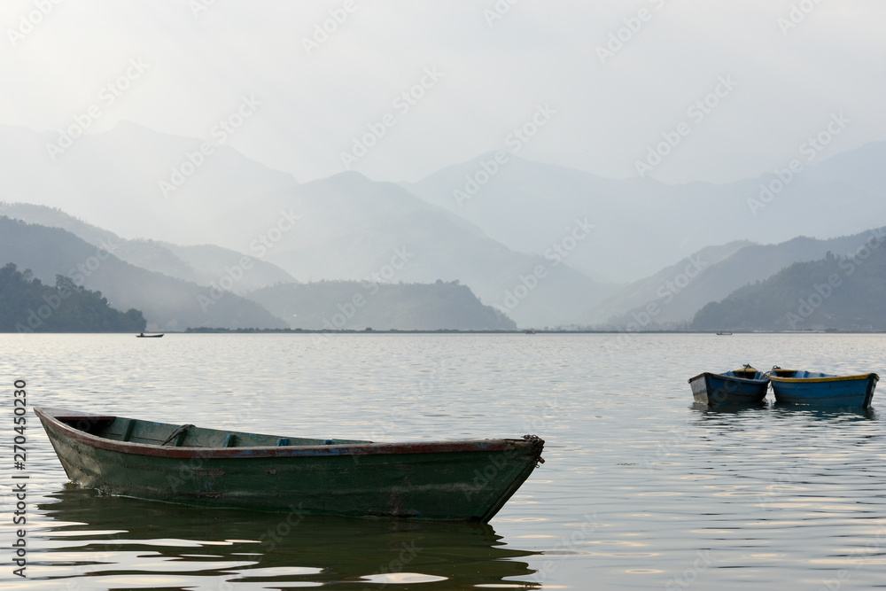 Boats on the lake of Pokhara