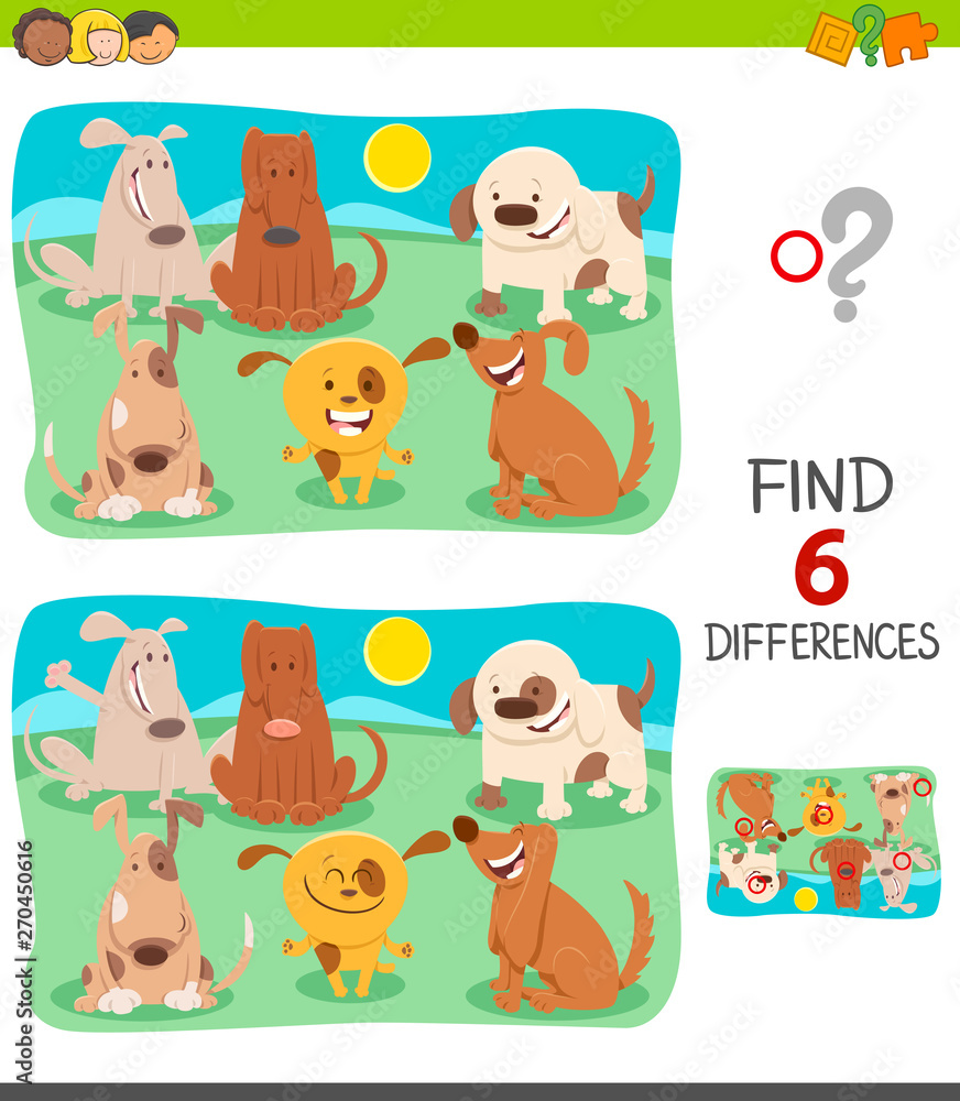 finding differences game with happy dogs finding differences game with happy dogs