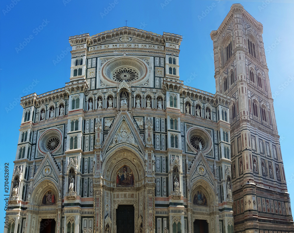Fototapeta premium Florence cathedral front facade. Italian marble masterpiece