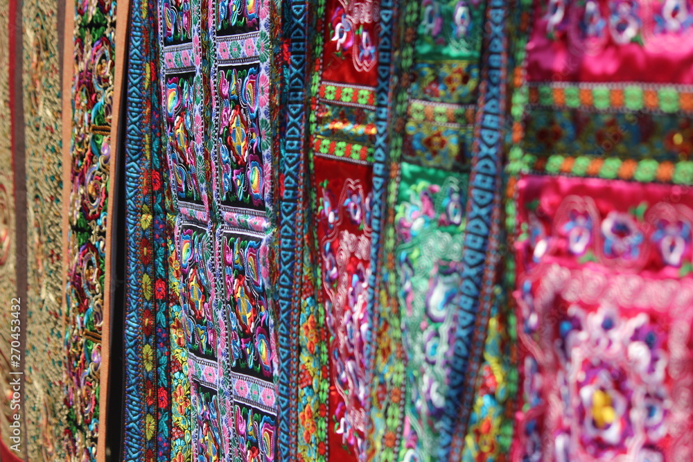 colorful market textiles