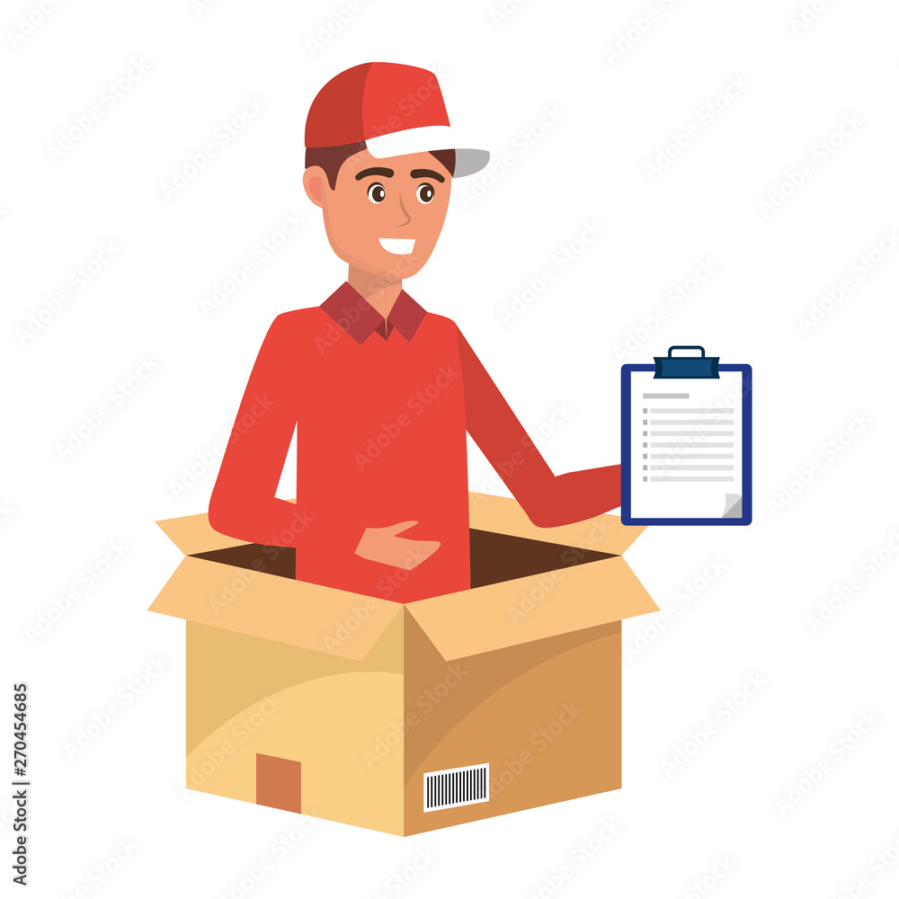 delivery service worker man cartoon delivery service worker man cartoon