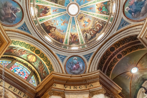 interior of the church of the monastery Stella Maris with stunning murals depicting biblical scenes  Haifa  Israel