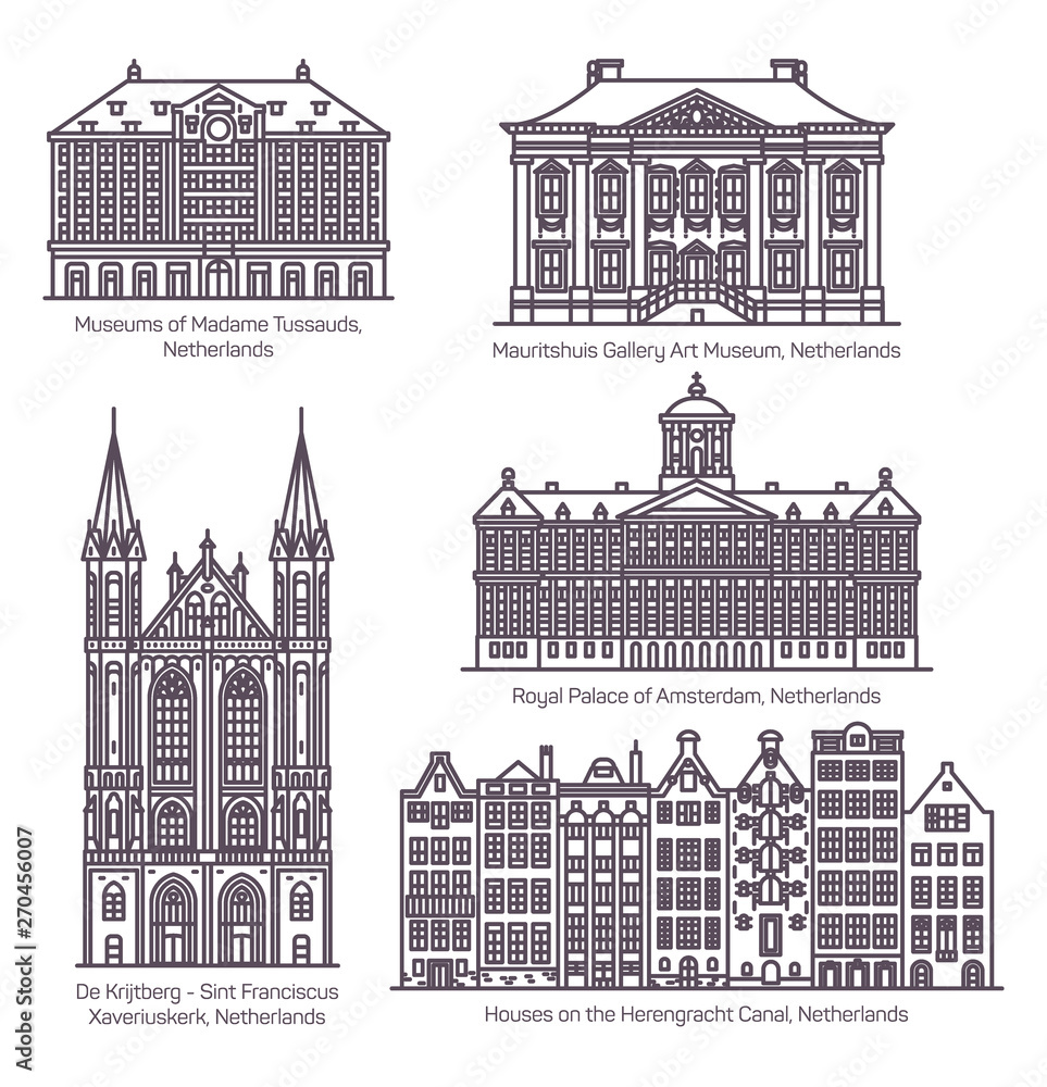 Obraz Netherland or Dutch architecture in thin line