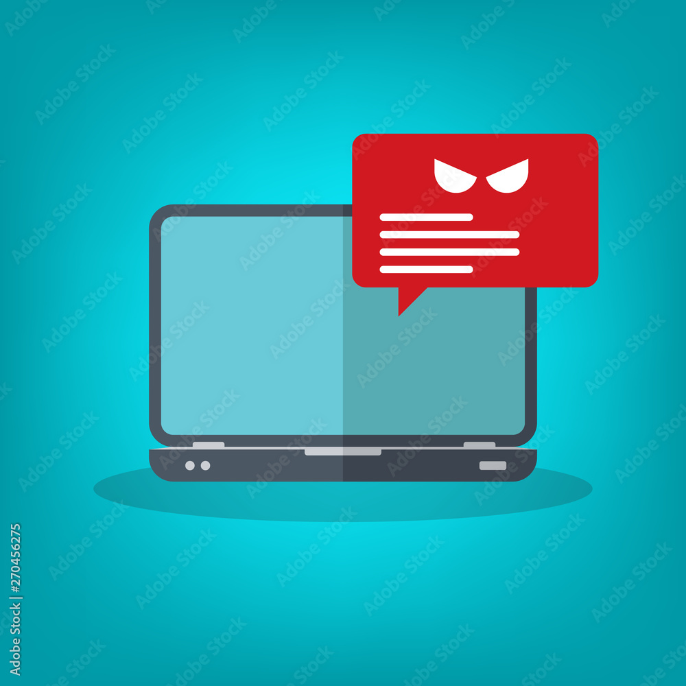 Alert notification on laptop computer vector, malware concept, spam data, online scam, virus Alert notification on laptop computer vector, malware concept, spam data, online scam, virus