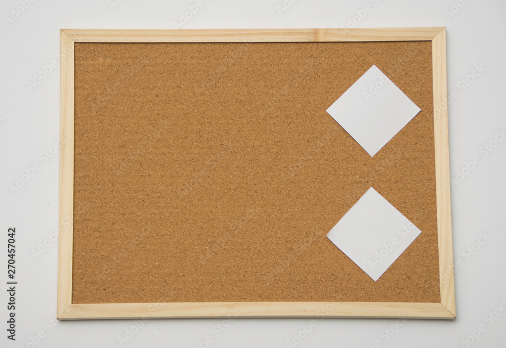 White memo stick on cork board mock up White memo stick on cork board mock up