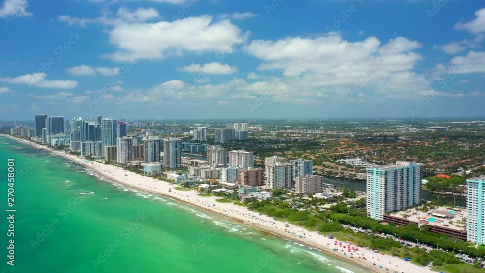 Aerial video Hollywood Florida shot with a drone approaching the beach Aerial video Hollywood Florida shot with a drone approaching the beach