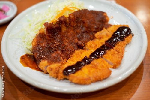 Miso sauce Deep-fried Pork Cutlet, Miso katsudon, Nagoya, Japan.