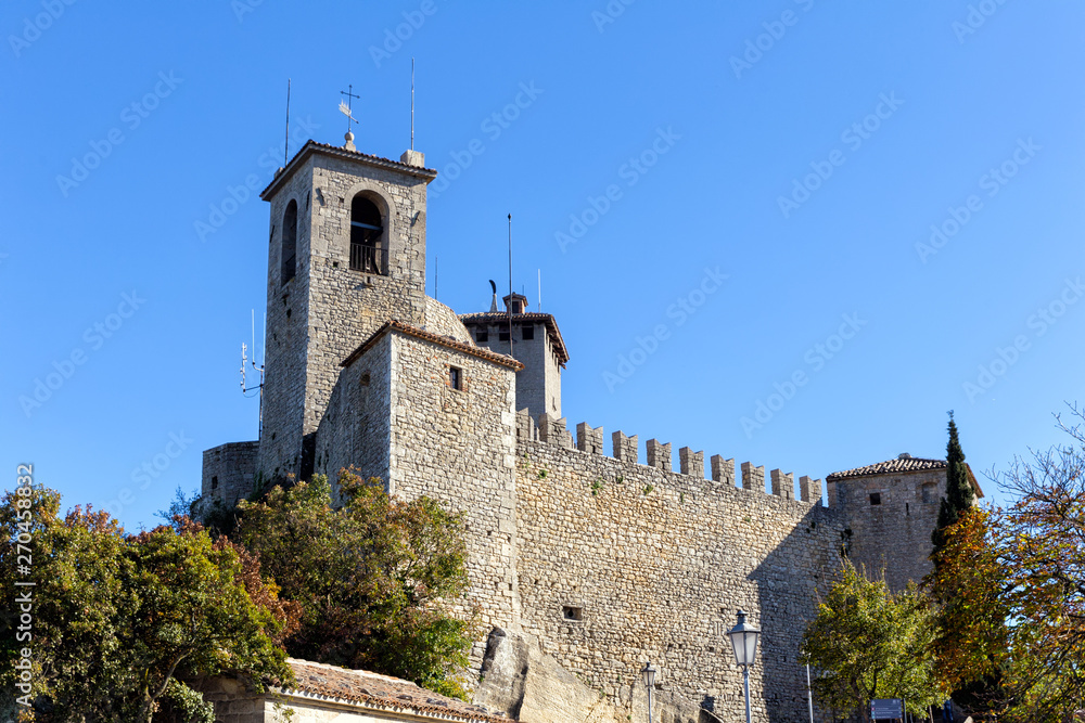 Bell tower of basilica San Marino. Italy. Europe