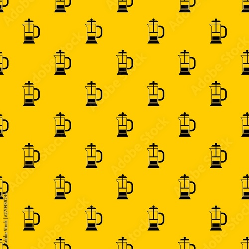 French press coffee maker pattern seamless vector repeat geometric yellow for any design