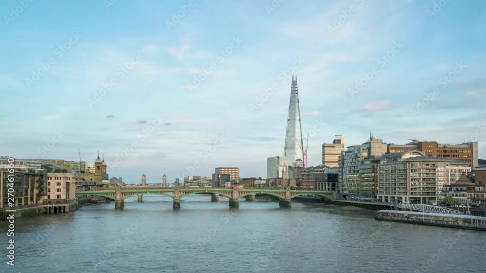 hyper lapse of sunset, London skyline from Millennium bridge, UK hyper lapse of sunset, London skyline from Millennium bridge, UK