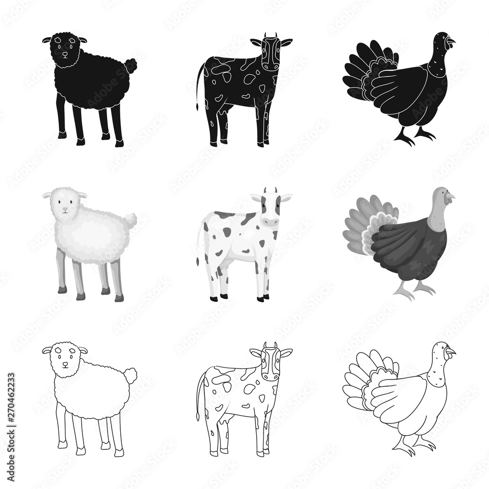 Isolated object of breeding and kitchen  sign. Collection of breeding and organic  stock vector illustration.