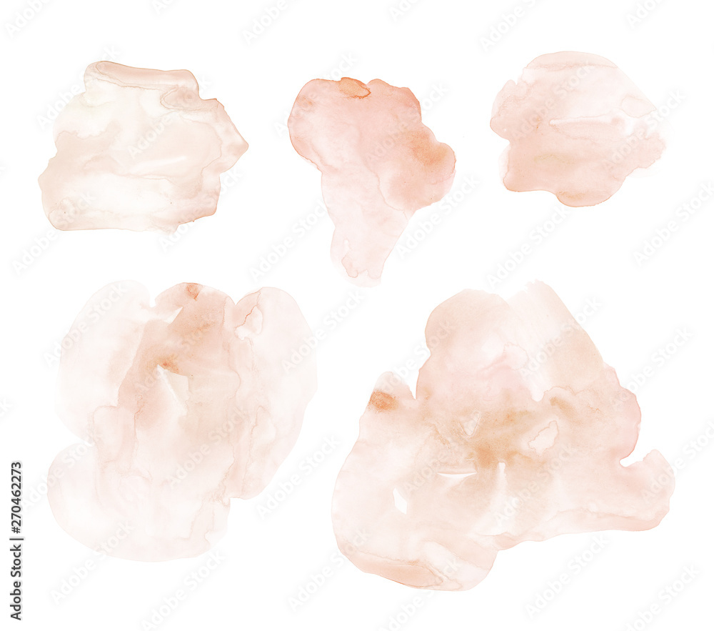 Set of beige hand drawn watercolor stains Set of beige hand drawn watercolor stains