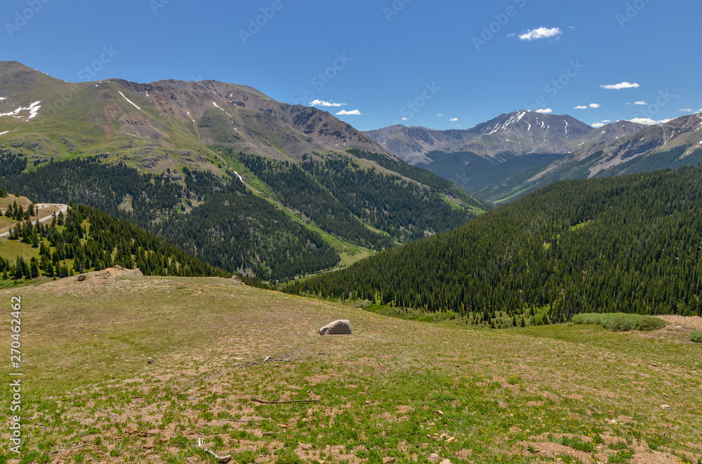 Lake Creek Valley in Rocky Mountains scenic view from Independence Pass  (Lake county, Colorado, USA)