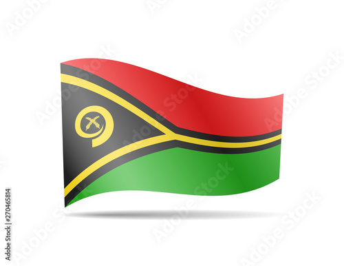 Waving Vanuatu flag in the wind. Flag on white vector illustration