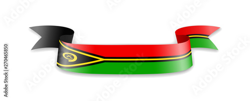 Vanuatu flag in the form of wave ribbon.