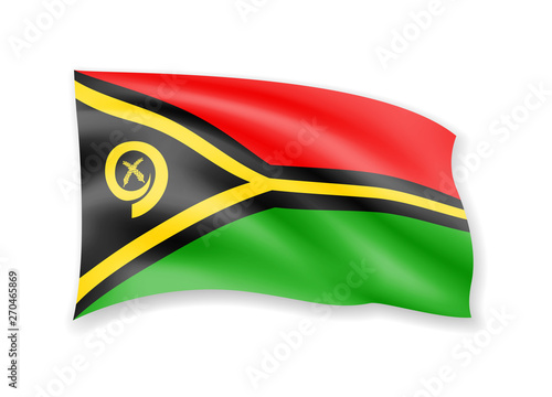 Waving Vanuatu flag on white. Flag in the wind.