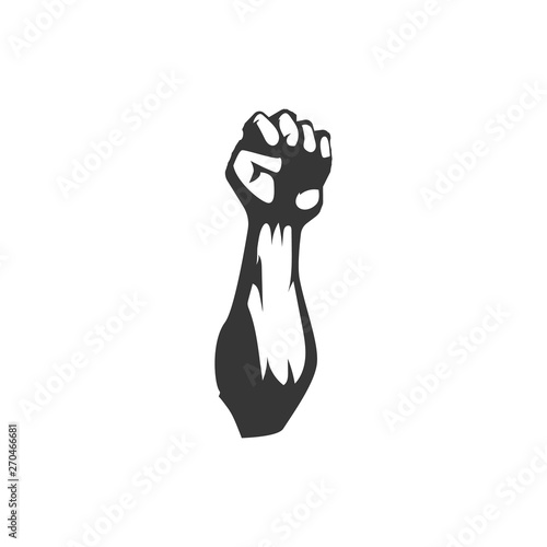 Protest, rebel vector revolution poster. Human clenched fist illustration.