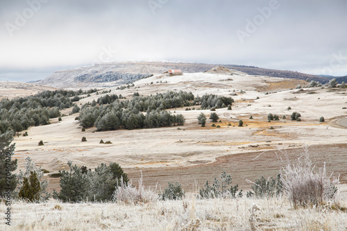 Frozen landscape in Valdelinares Gudar mountains Teruel Aragon Spain