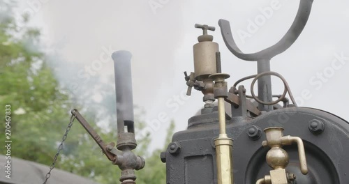 steam whistle with steam and a nice tone.