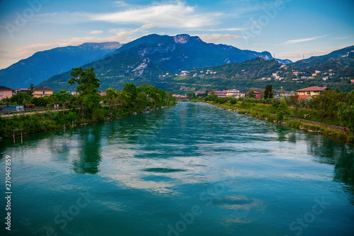 the Sarca river in a small town Torbole