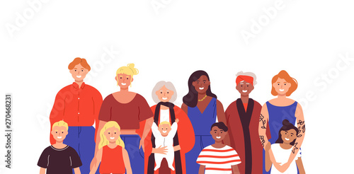 Female family group on isolated background