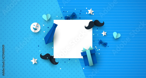 Fathers Day paper cut icon template background