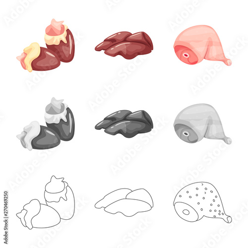 Isolated object of product and poultry icon. Collection of product and agriculture    stock symbol for web.