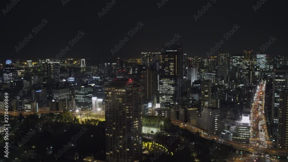 Wide Static Night shot of Traffic in Minato city, Tokyo, Japan from Tokyo Tower Wide Static Night shot of Traffic in Minato city, Tokyo, Japan from Tokyo Tower