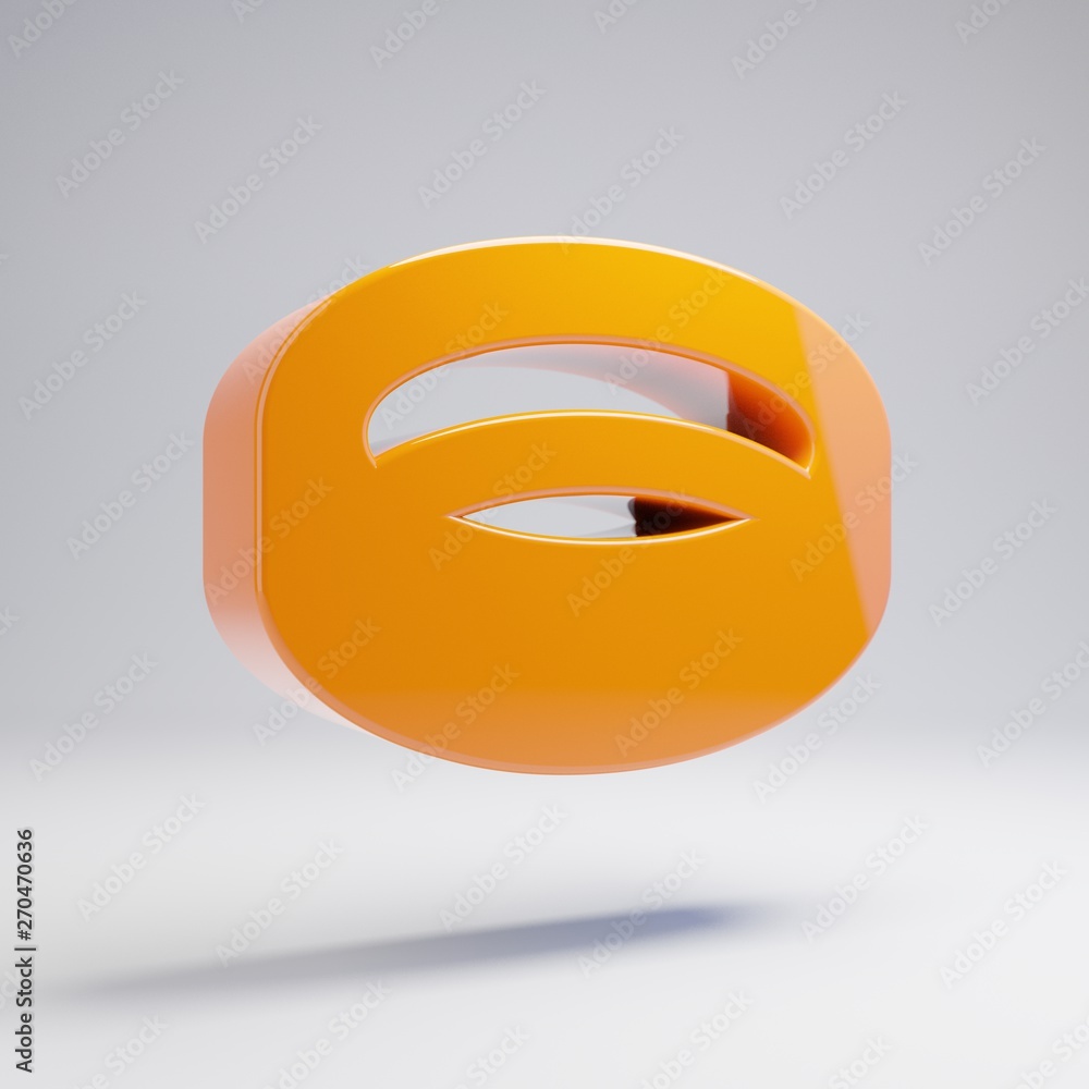 Volumetric glossy hot orange Ring icon isolated on white background. Volumetric glossy hot orange Ring icon isolated on white background.