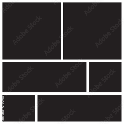 Vector mood board of six frames. Photo collage templates.