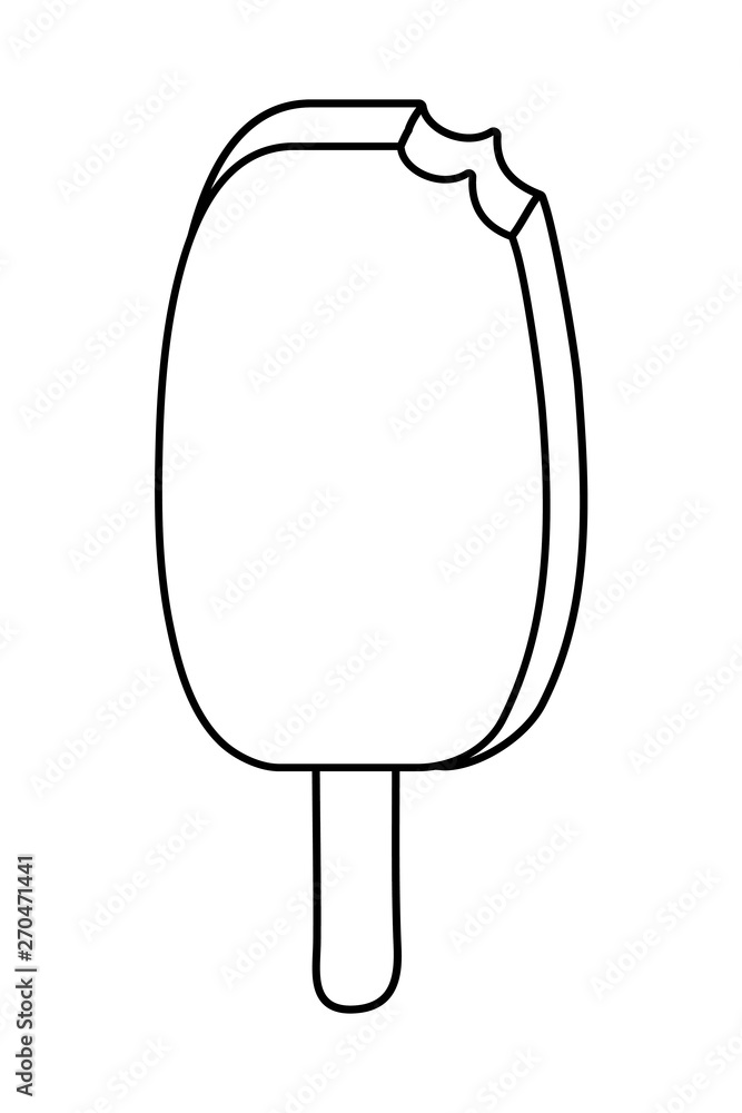 Chocolate ice cream frozen dessert cartoon in black and white