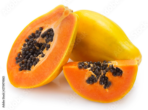 Fresh papaya on white background