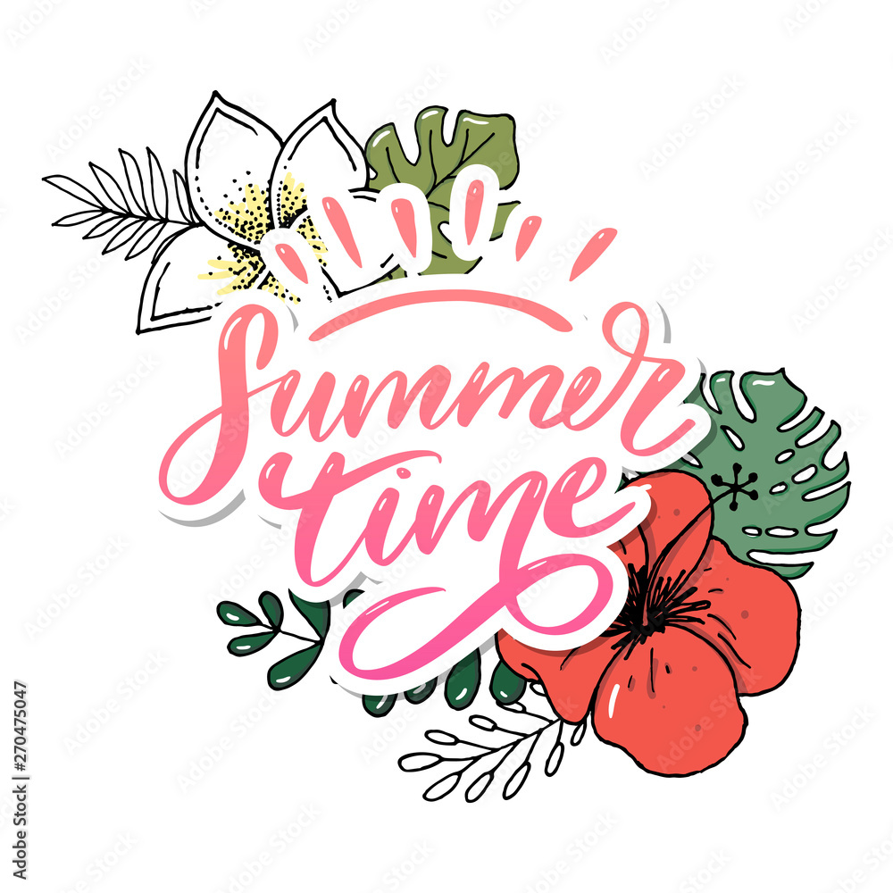 Obraz premium Vector word sale .Letters made of flowers and leaves Summer Time Holiday Flyer Banner Poster Summer sales