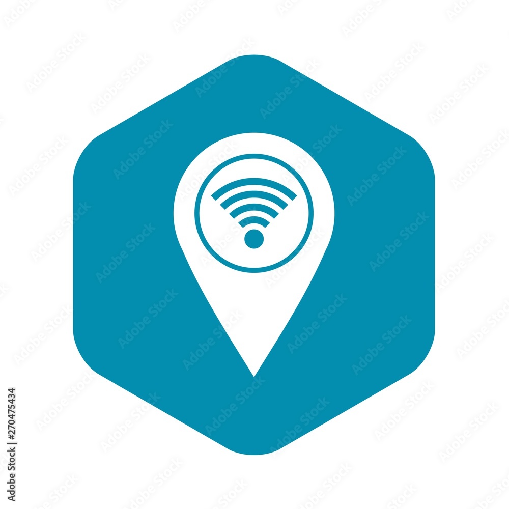 Map pin pointer with wi fi symbol icon. Simple illustration of map pin pointer with wi fi symbol vector icon for web Map pin pointer with wi fi symbol icon. Simple illustration of map pin pointer with wi fi symbol vector icon for web