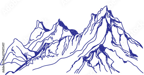 I love the mountains. Vector freehand drawing . Stocking up for a card , poster