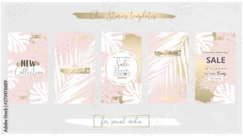 Elegant Social Media Trendy Chic Gold Rose banner Templates 