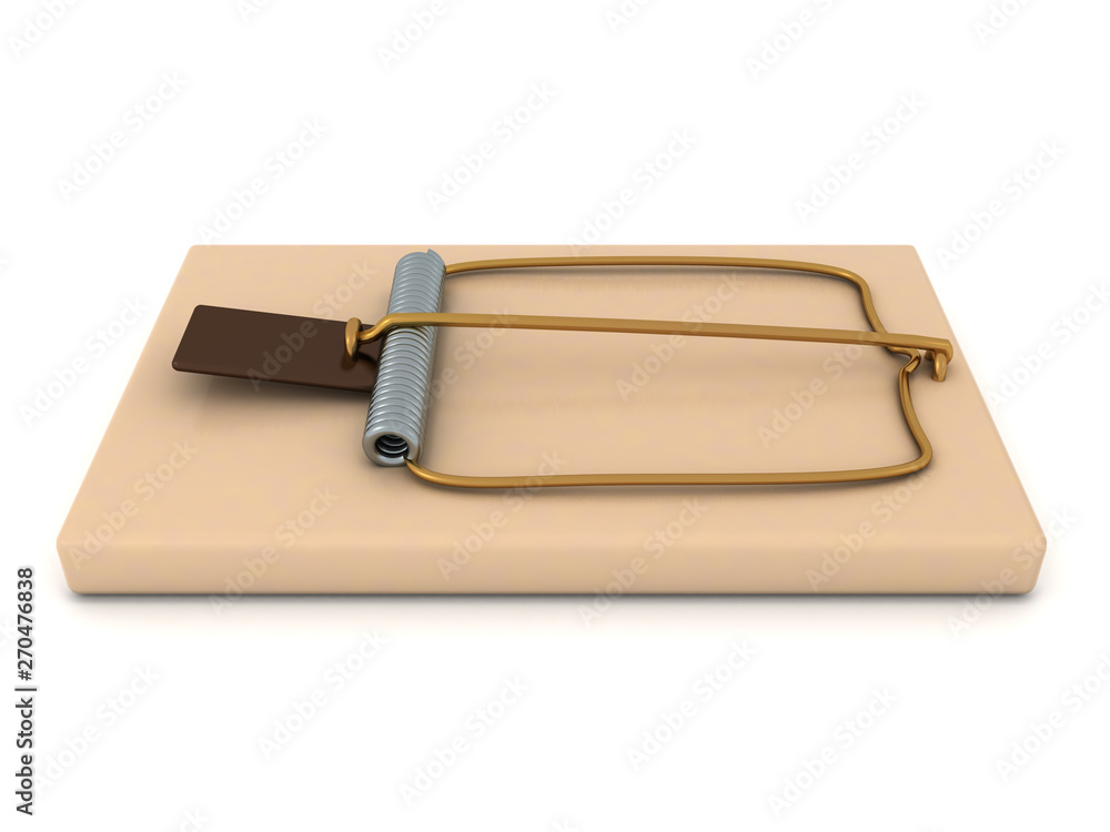 3D Rendering of a classic mousetrap 3D Rendering of a classic mousetrap