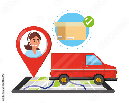 customer support logistics service cartoon