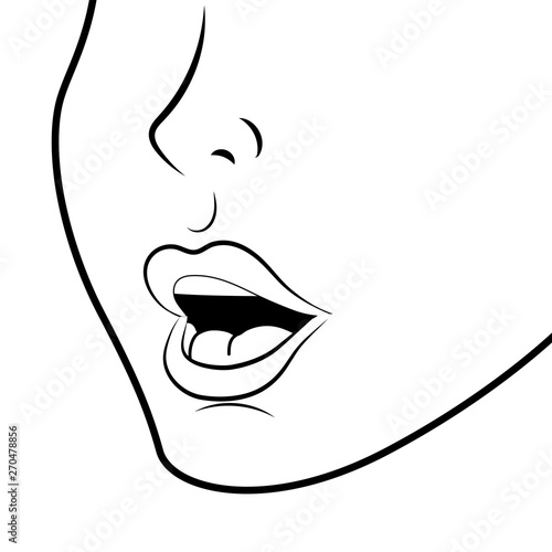 face profile with sexy lips black and white
