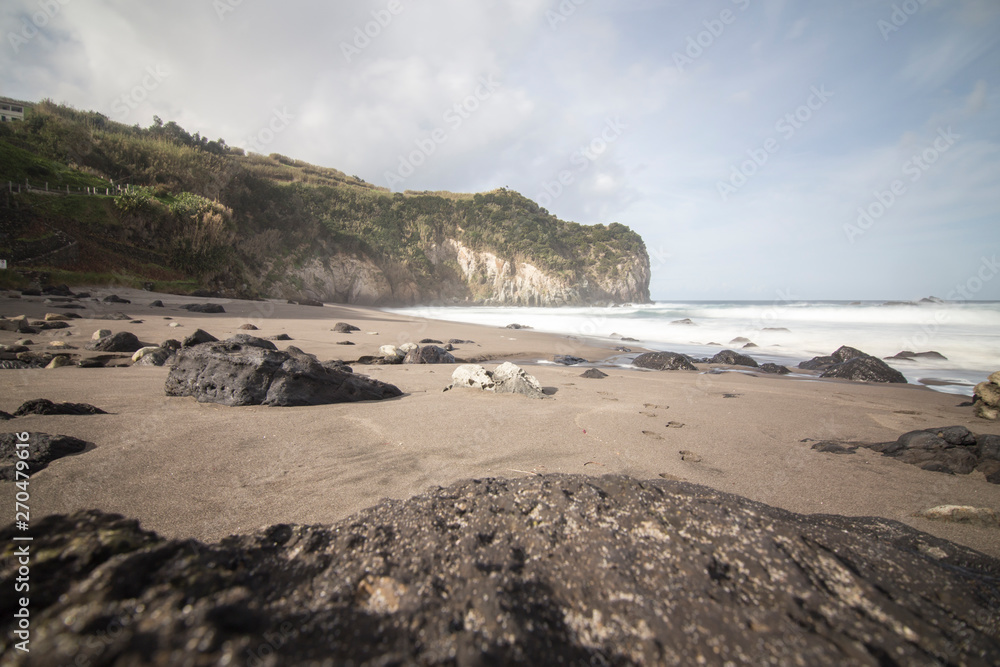 Amazing sea landscape Moinhos beach Porto Formoso Azores island Portugal