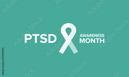 PTSD Awareness Month in June. Post Traumatic Stress Disorder. Celebrated annual in United States. Awareness concept. Poster, card, banner and background. Vector illustration