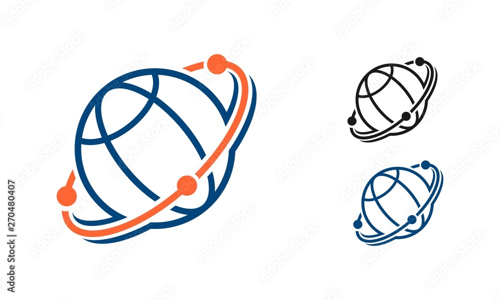symbolizes the global logo of a circular and moving globe