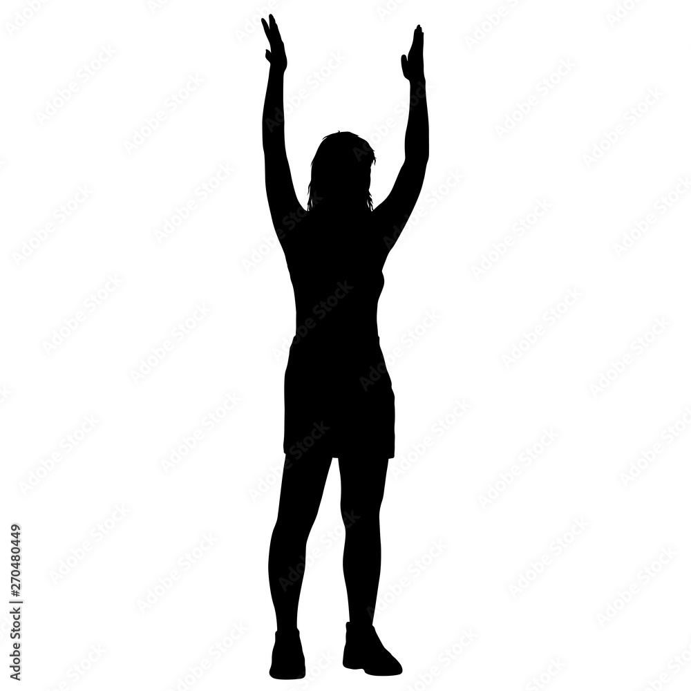 Black silhouette woman standing, people on white background Black silhouette woman standing, people on white background