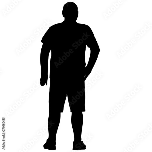 Black silhouette man standing, people on white background