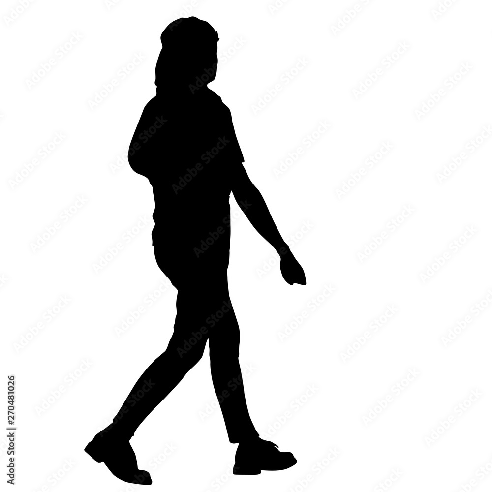 Silhouette woman standing, people on white background Silhouette woman standing, people on white background