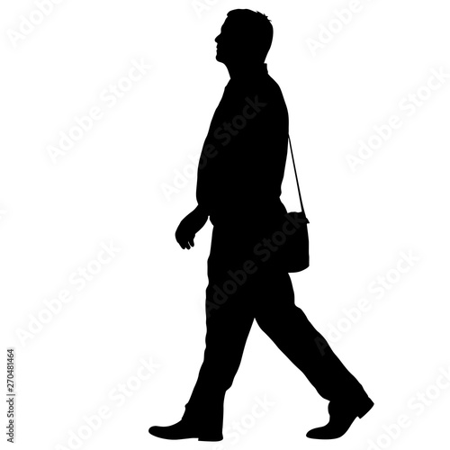 Black silhouette man standing, people on white background