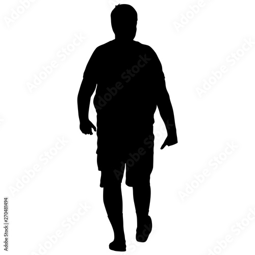 Black silhouette man standing, people on white background