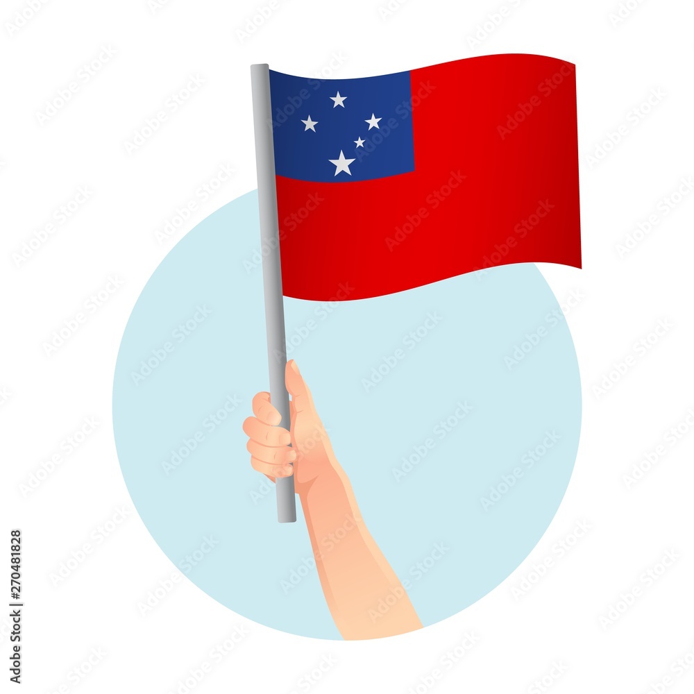 Samoa flag in hand icon Samoa flag in hand icon