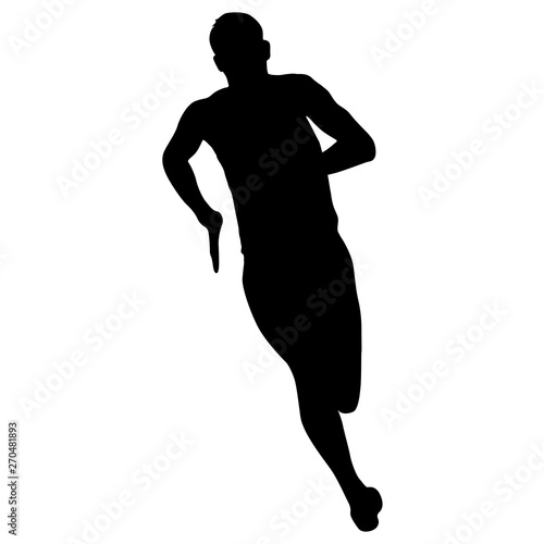 Silhouettes Runners sprint men on white background